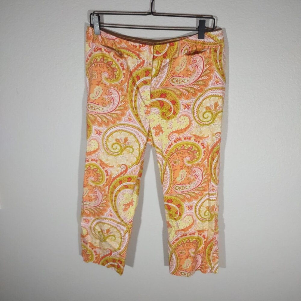 J. McLaughlin Paisley Ankle Pants - Orange and Yellow